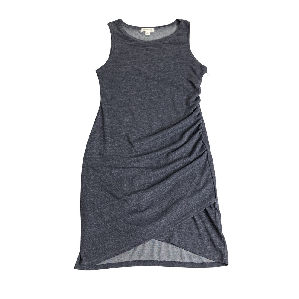 Treasure & Bond Ruched Side Sleeveless Dress L Gray Soft Jersey Crossover Hem